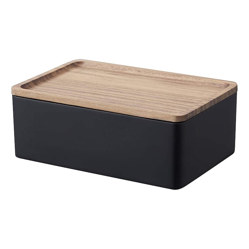 Yamazaki Home Accessory Box, Polystone, Lid - L 4.92 x W 7.28 x H 2.76 inches