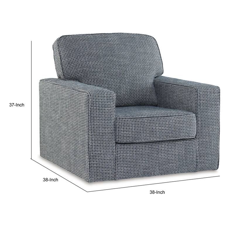 Olivia Swivel Accent Armchair, Dark Gray Crosshatch Pattern Polyester