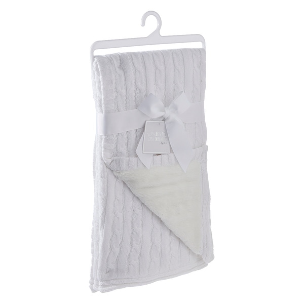 slide 2 of 2, Cable Knit Sherpa Baby Blanket, Ivory