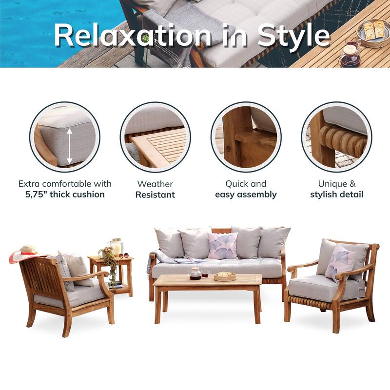 Cambridge Casual Chara 5-piece Teak Patio Conversation Set