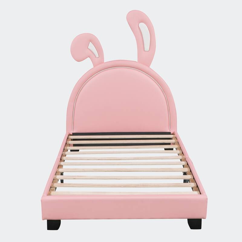 Twin Size Upholstered Leather Platform Bed
