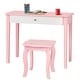 preview thumbnail 2 of 16, Costway Kids Vanity Set Princess Makeup Dressing Play Table Set - See Details