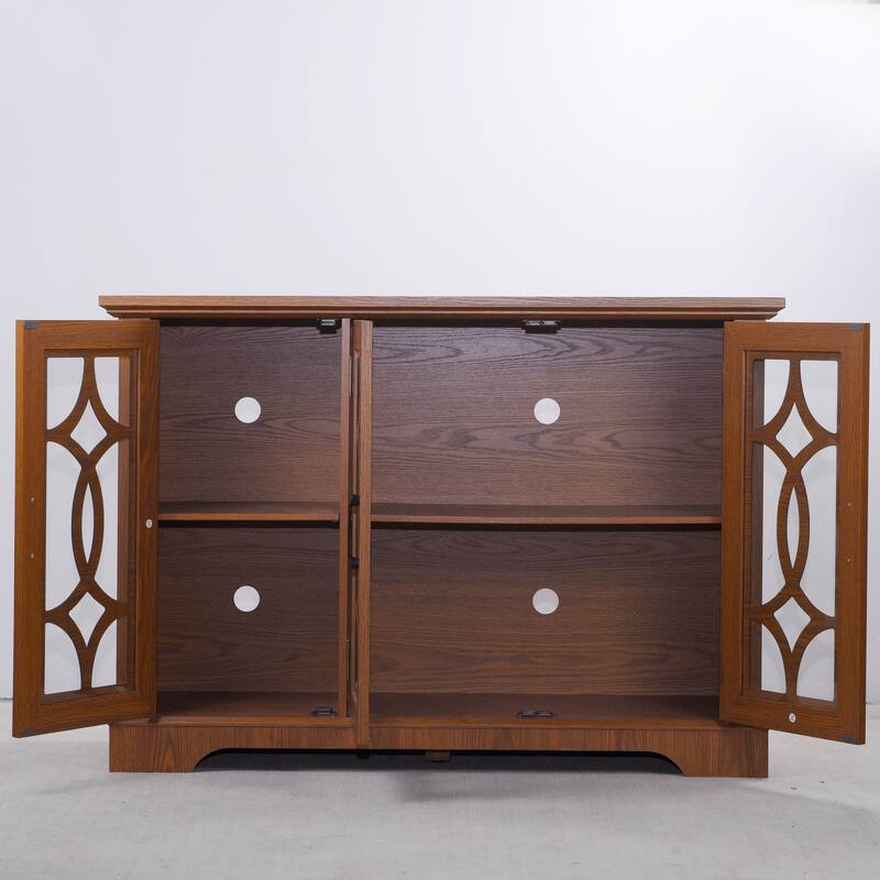 Sideboard Cabinet with 3 Tempered Glass Doors, Buffet Cabinet with Adjustable Shelf, Freestanding Wooden Storage Cabinet