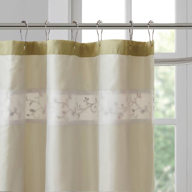 Madison Park Belle Faux Silk Embroidered Floral Shower Curtain