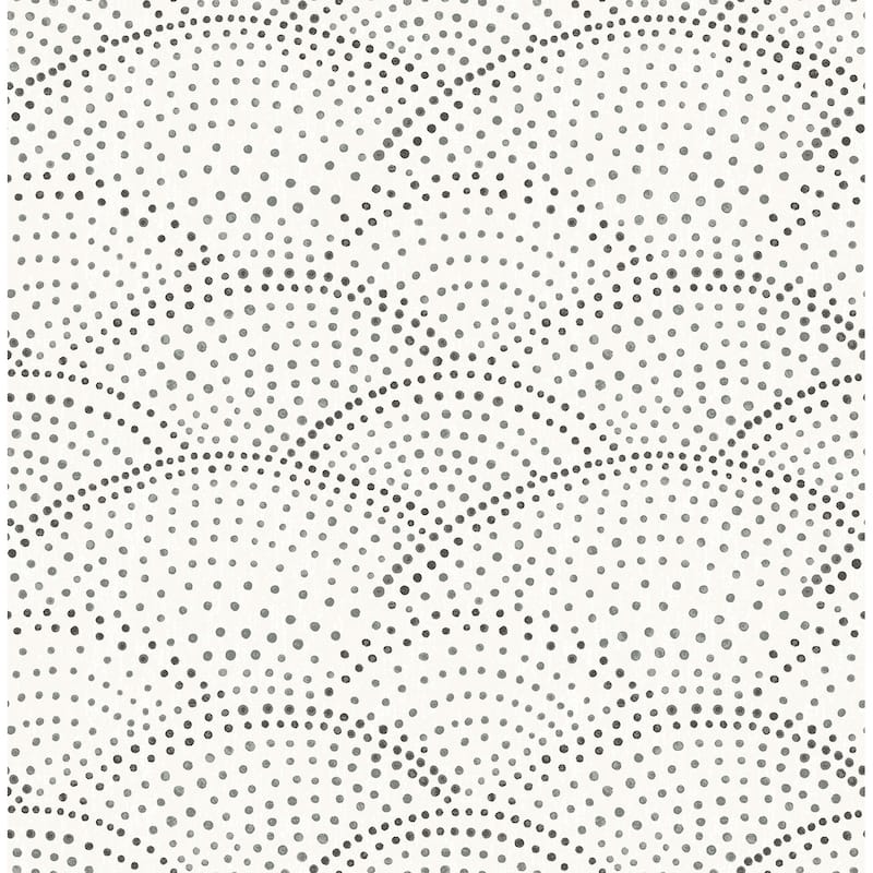 A-Street Prints Bennett Charcoal Dotted Scallop Wallpaper