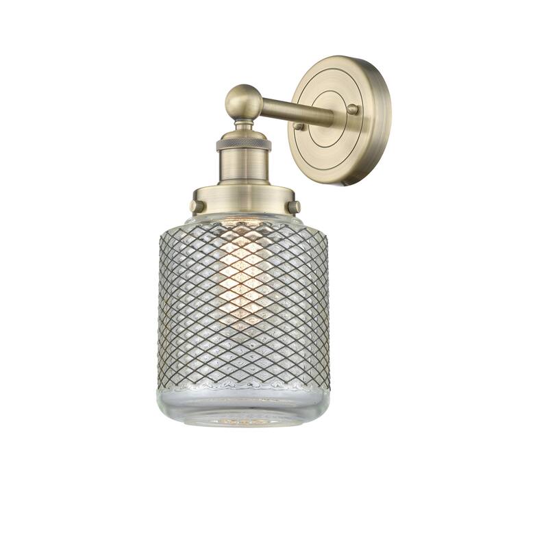 Innovations Lighting 616-1W-12-6 Stanton Sconce Stanton 12" Tall Wall - Antique Brass / Clear Wire Mesh