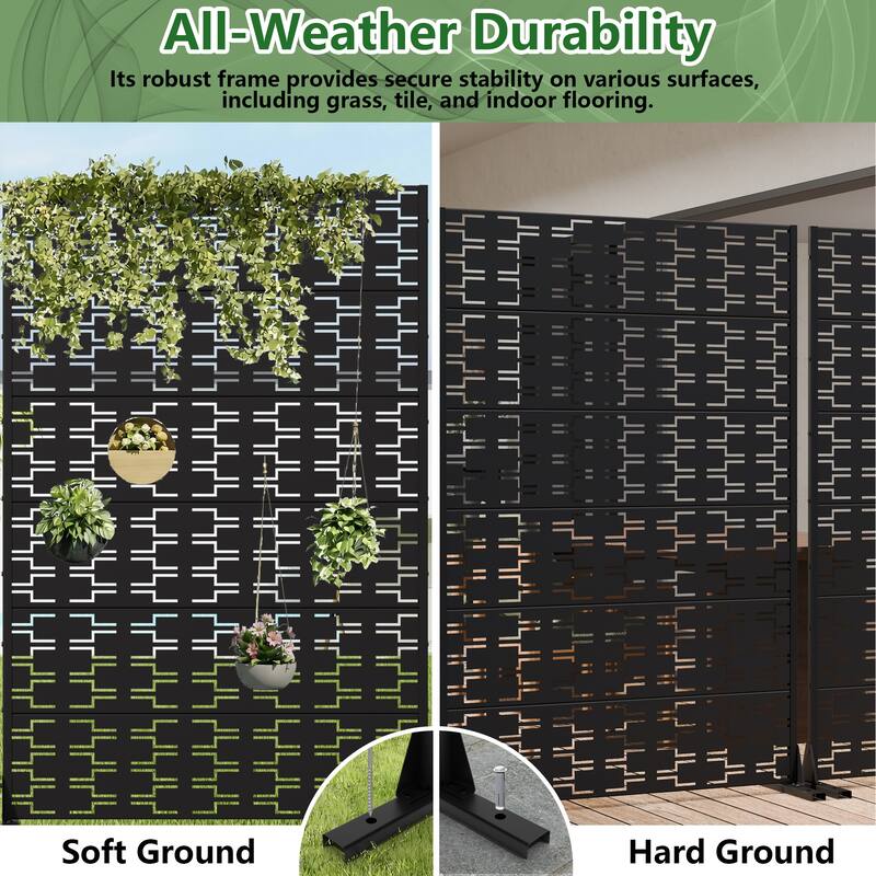 Outdoor Privacy Screen Metal Screen Fence Panel Set of 2