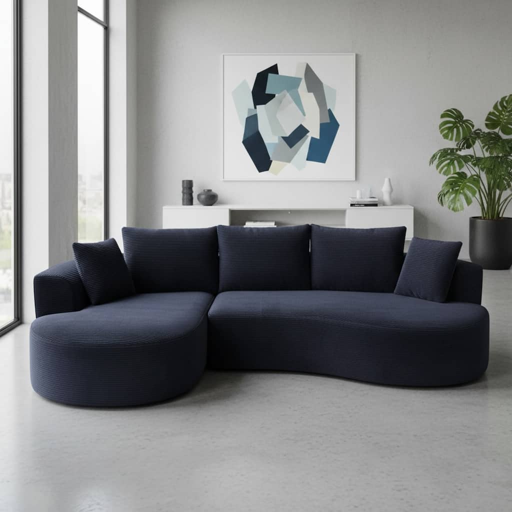 111.55" L-Shaped Corduroy Sectional Sofa, No Assembly Required