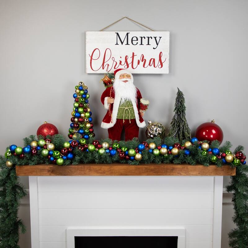2-Finish Shatterproof Christmas Ball Garland - 6' x 3.5" - Multi-Color - Unlit