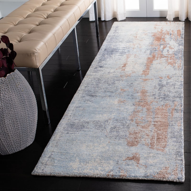 SAFAVIEH Handmade Restoration Vintage Katia Vintage Wool Rug - 2'3" x 8' Runner - Blue/Brown