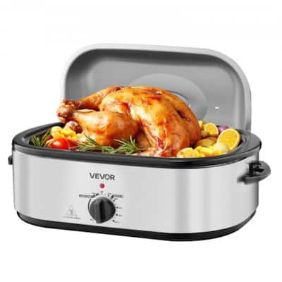 Black-Silver 20QT Electric Roaster Oven with Self-Basting Lid 1450W - 23.31 x 15.67 x 12.01 inch