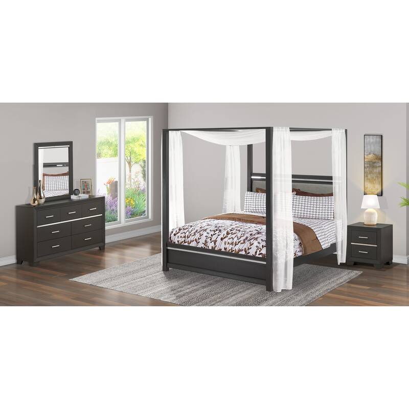 East West Furniture Denali Queen Size Bedroom Set with Upholstered Headboard (Pieces Option)