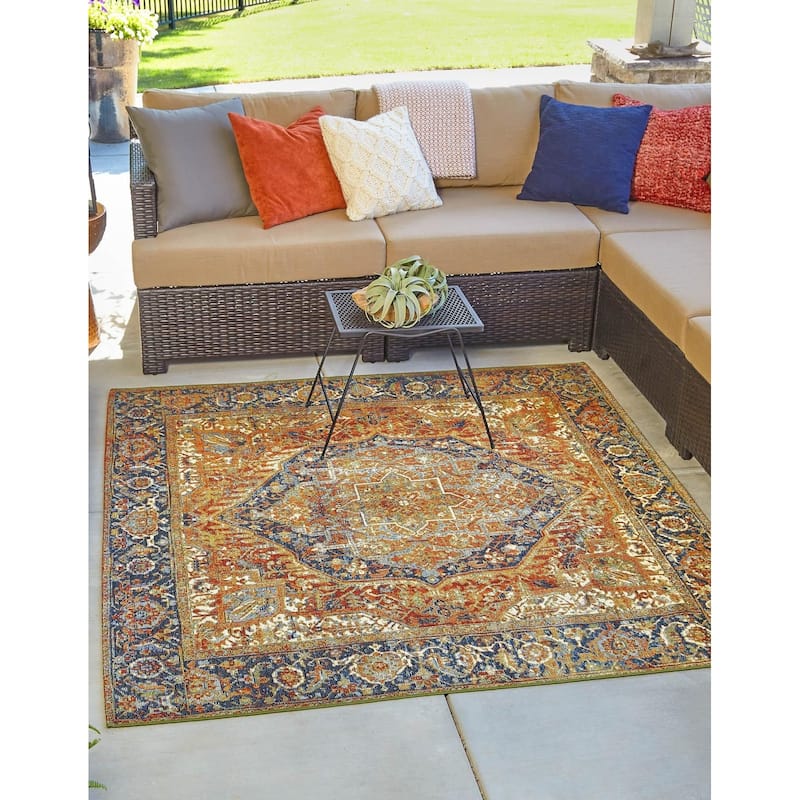 Outdoor Nirie Collection Area Rug - Rust Red - 6' Square