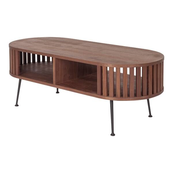 slide 2 of 10, Aurelle Home Mid-Century Modern Rounded Coffee Table Natural Oil