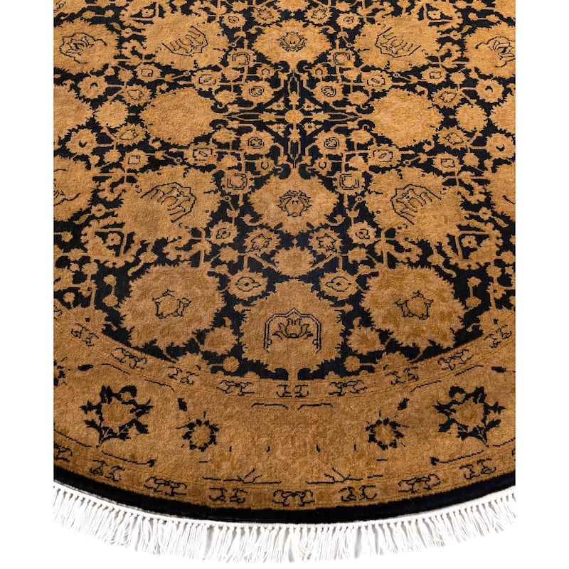Overdyed One-of-a-Kind Hand-Knotted Round Area Rug - Beige - 4' 1" x 4' 1"
