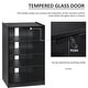 preview thumbnail 7 of 10, HOMCOM 5-Tier Media Stand Cabinet with 3-Level Adjustable Shelves, Tempered Glass Doors, and Cable Management, Black
