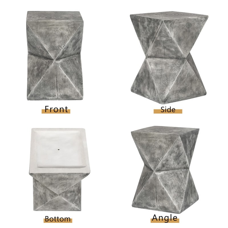 Adeco Concrete Accent End Table Modern Hourglass In-Outdoor Side Table