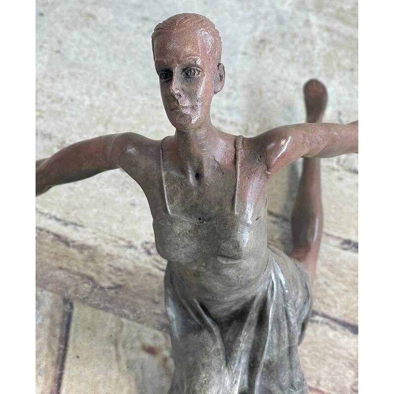 Hot Cast Bronze Ballerina Dancer Girl Sculpture By Aldo Vitaleh On Marble Base