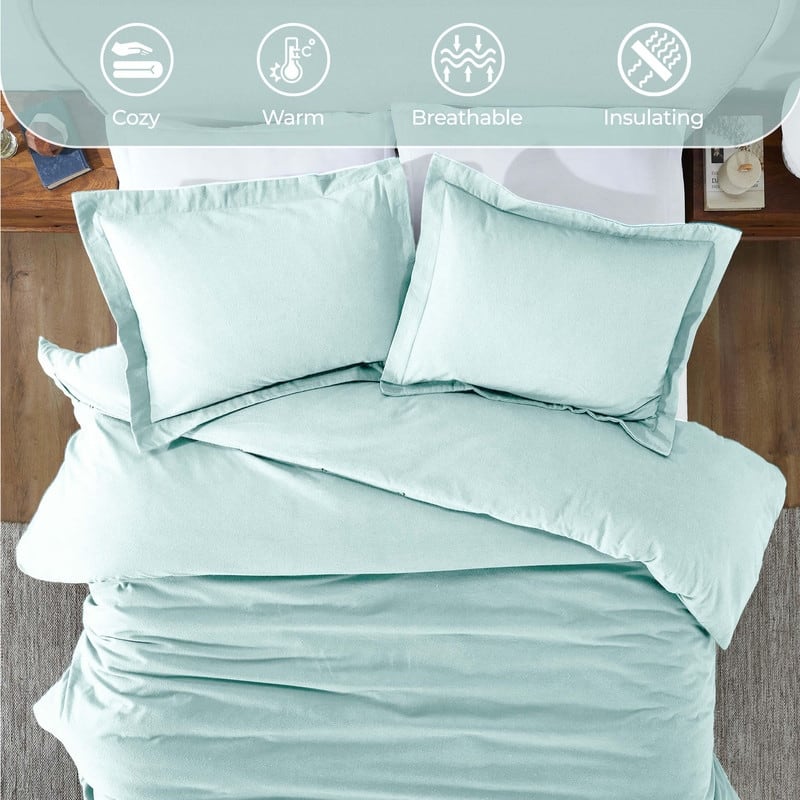 Superior Classic Solid Flannel Cotton Duvet Cover Set