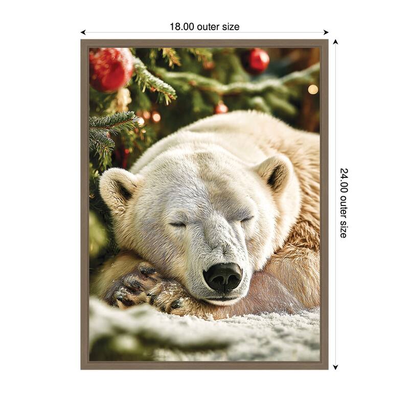 Kate and Laurel Sylvie Framed Canvas Icebear Sleeping Beneath a Christmas Tree by Michael Schauer