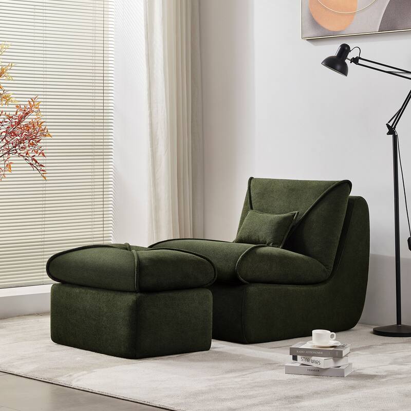 Modern Compressed Lounge Chair with Ottoman, Ideal for Small Spaces and Comfortable Seating
