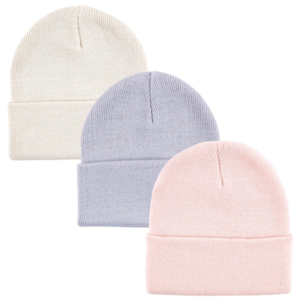 slide 1 of 1, Hudson Baby Family Knit Cuffed Beanie 3pk, Lavender, Infant - Lavender Lavender - Infant Toddler