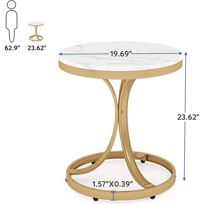 Modern Round End Side Accent Table for Entryway Living Room
