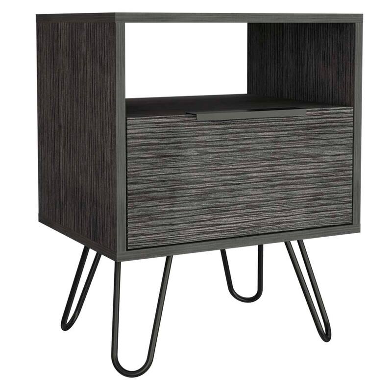 Nightstand With Single Drawer And Hairpin Legs