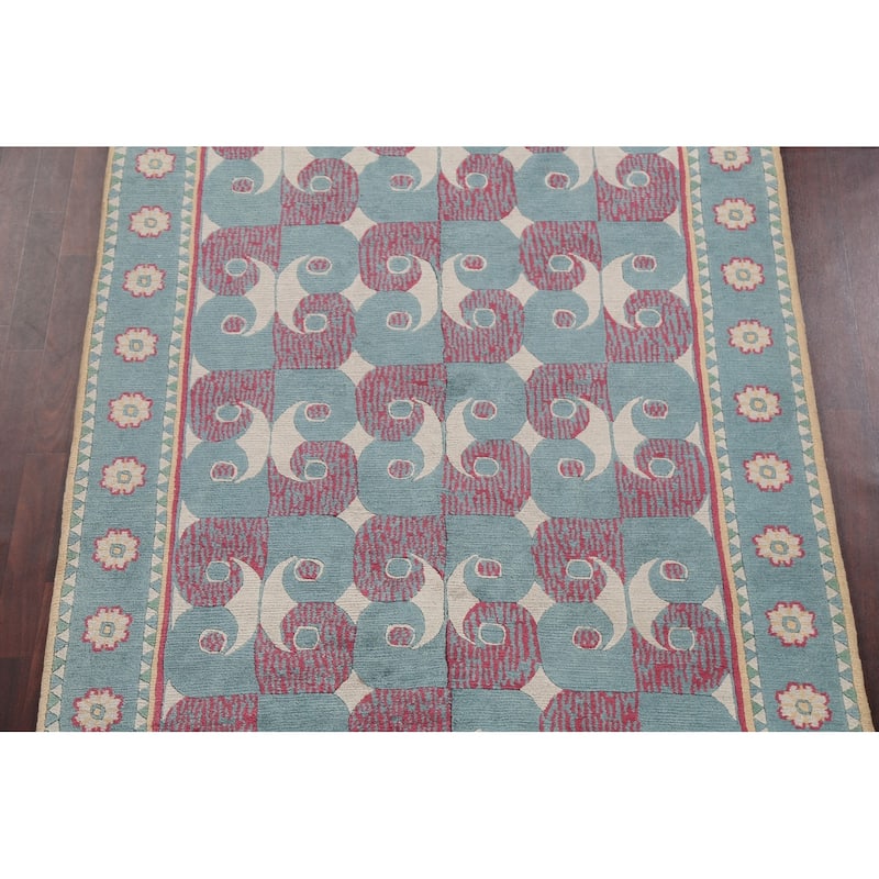 Vegetable Dye Nepalese Area Rug Hand-knotted Oriental Wool Carpet - 5'2" x 8'0"