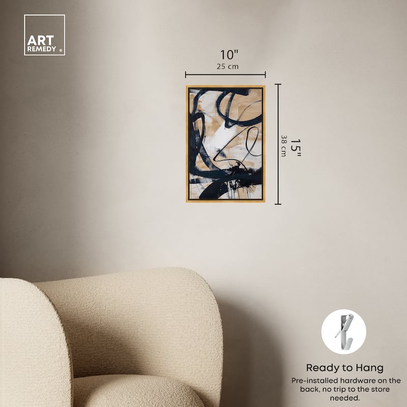 Art Remedy Flowing Framed Abstract Shapes 1 Piece Canvas Wall Art