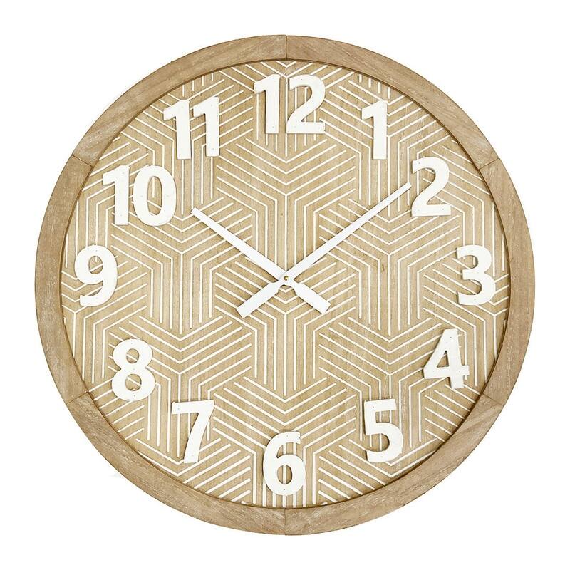 Dahlia Round Wood Modern Farmhouse Style Wall Clock - 24"H x 24"W x 0.5"D