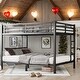 preview thumbnail 2 of 7, Black Metal Bunk Bed, Queen over Queen Kids Bed