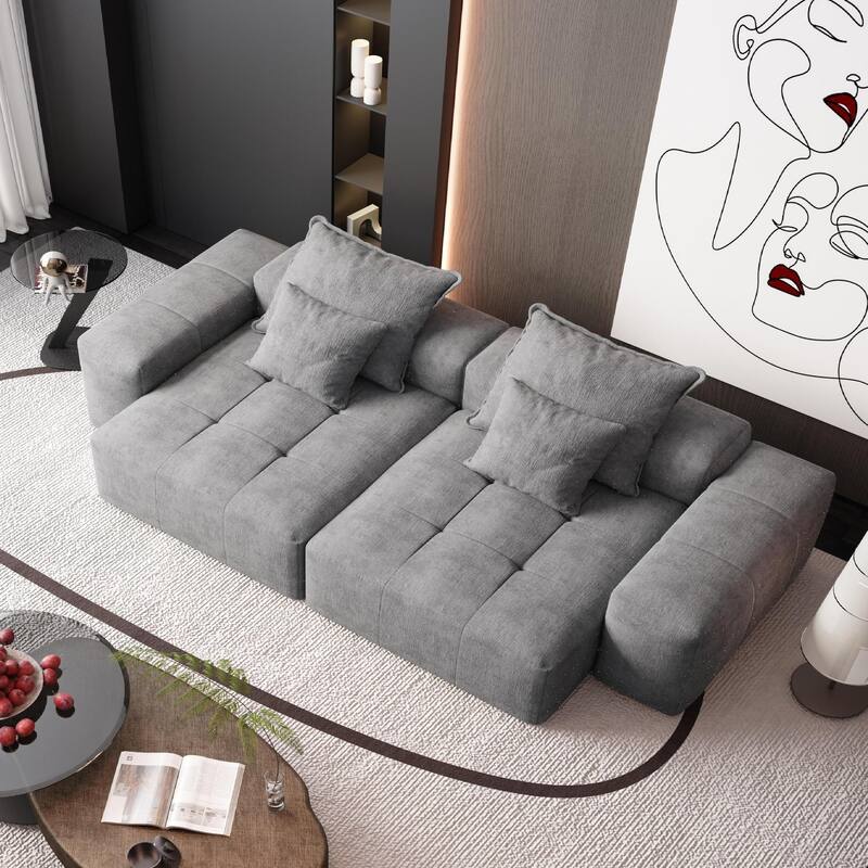 Modern Oversized Modular Sectional Sofa, Grey, Foam+Spring, No Assembly Required