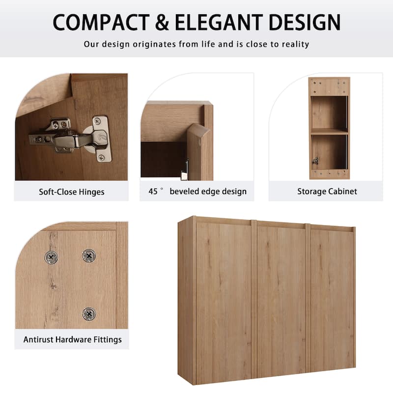 Malwee 12"/36" Bathroom Cabinet Wall Mounted Storage, Bathroom Medicine Cabinet with Soft Close Door and Shelf Over The Toilet