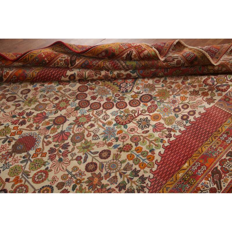 Hand Knotted Oriental 100% Wool Carpet Traditional Floral Beige & Ivories Kashkoli Area Rug - 10' 8'' X 7' 2''