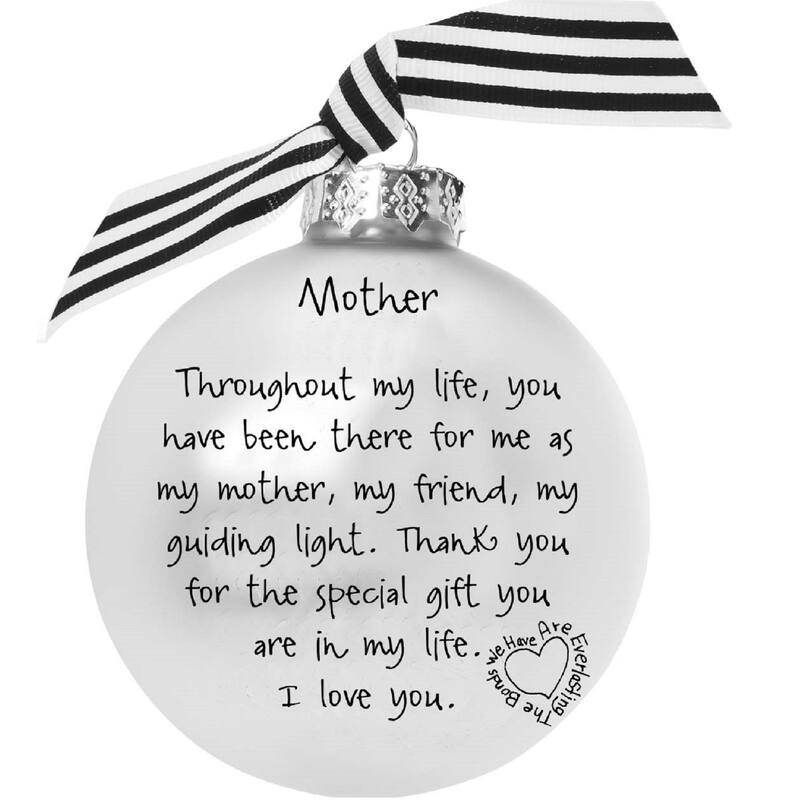 Matte "Mother" Print Christmas Ball Ornament 4" 100mm White Black