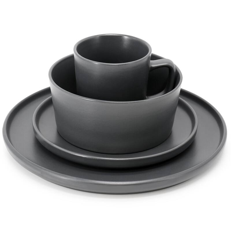 Elama Luxmatte Dark Grey 16 Piece Dinnerware Set