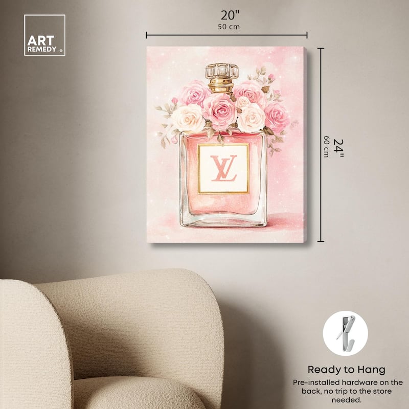 Delicate Floral Perfume Blush Canvas by Art Remedy, Gallery Wrapped