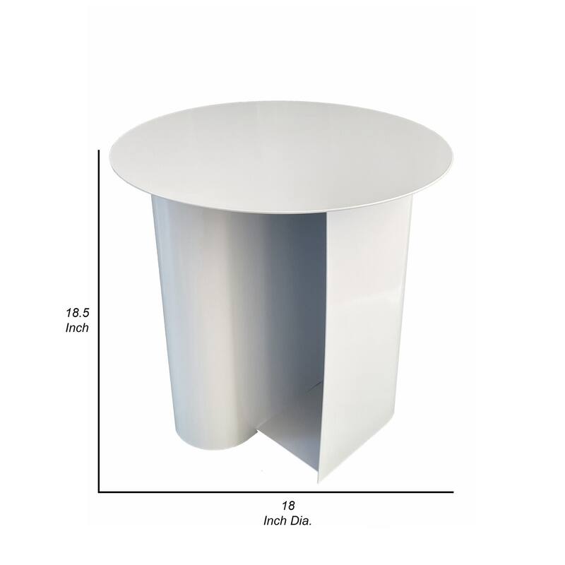 18 in. White Round Metal End Table, Sturdy Build End Side Table for Living Rooms