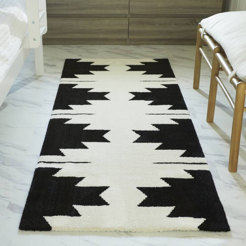 Nicholas Southwestern Area Rug - 2'7" x 7' Runner - Black - Runner