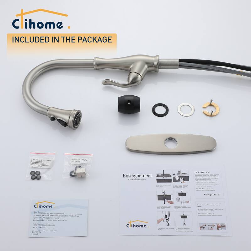 Clihome 3-Function 1 Handle PullDown Sprayer Kitchen Faucet