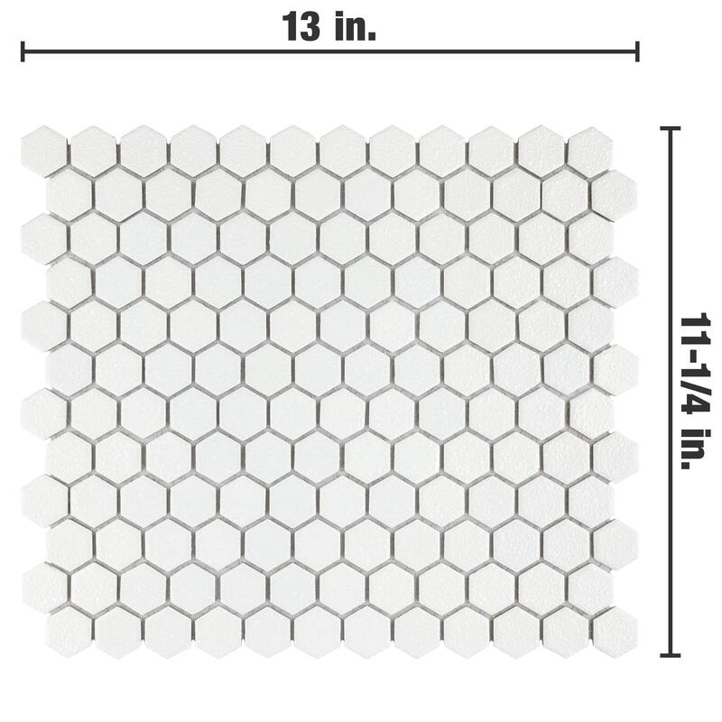 Merola Tile Hudson 1" Hex Crystalline White 11-7/8" x 13-1/4" Porcelain Floor and Wall Tile