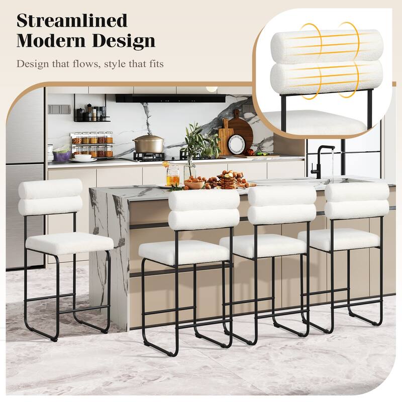 Gymax Set of 4 Counter Height Bar Stools 26'' Counter Stools w/ Metal
