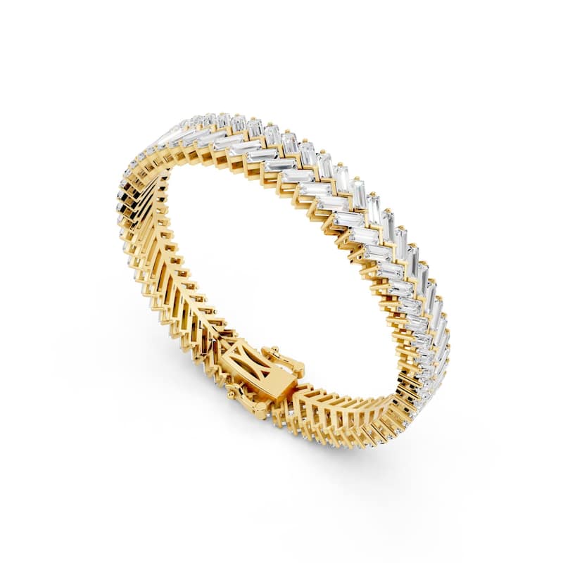 Auriya 14K Gold Lab Grown Baguette Chevron Tennis Bracelet 11 1/10 ct. tw. (F-G VS) - N/A