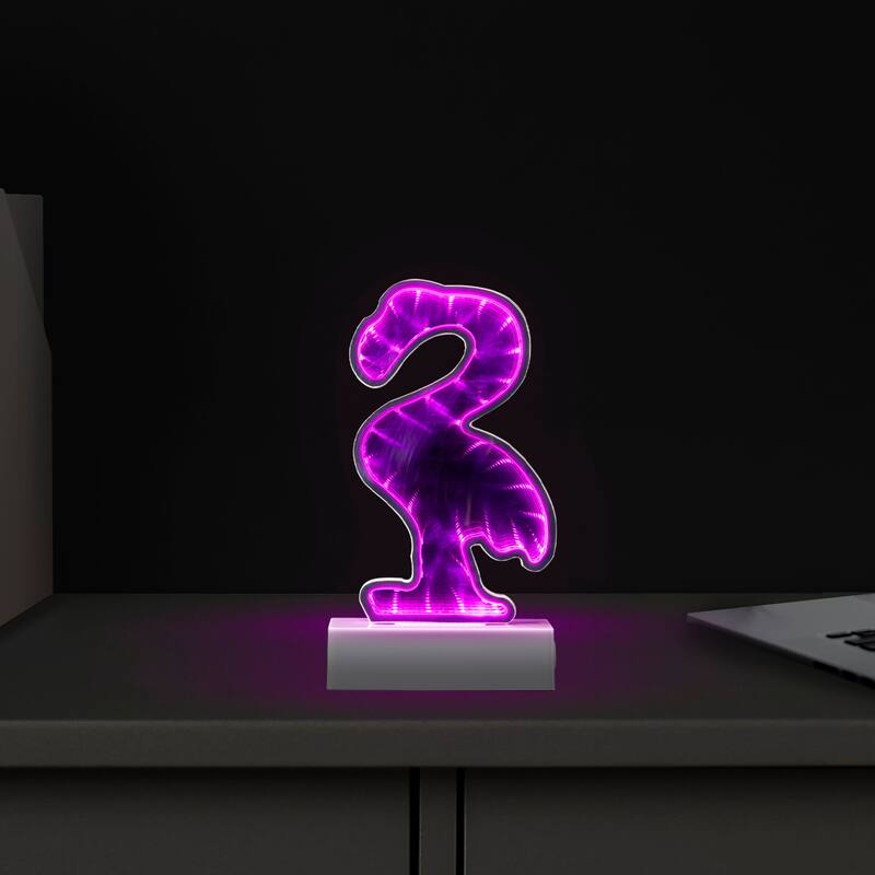 LED Lighted 3D Flamingo Infinity Mirror - 8"
