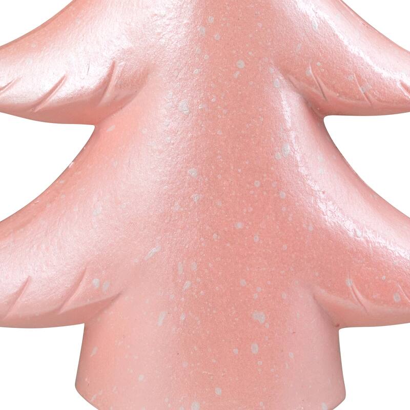 Snowy Shiny Christmas Tree Tabletop Decoration - 10" - Light Pink