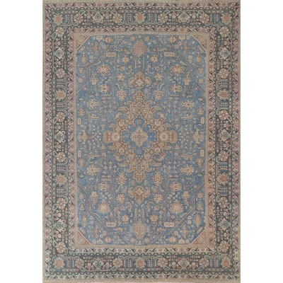 Over Dyed Blue Tabriz Persian Vintage Rug Hand-Knotted Wool Carpet - 8'0"x 10'11"