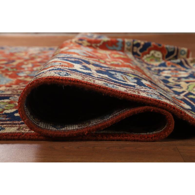 Hand Knotted Oriental 100% Wool Carpet Transitional All-Over Red Oushak Area Rug - 9' 11'' X 7' 11''