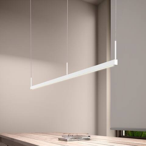 Sonneman Lighting Thin-Line Satin White 96-inch LED Two Sided Pendant, White Shade