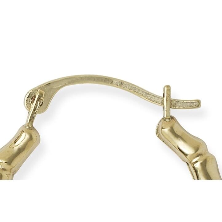 Curata 10k Yellow Gold 15mm Small Bamboo Hoop Earrings - White